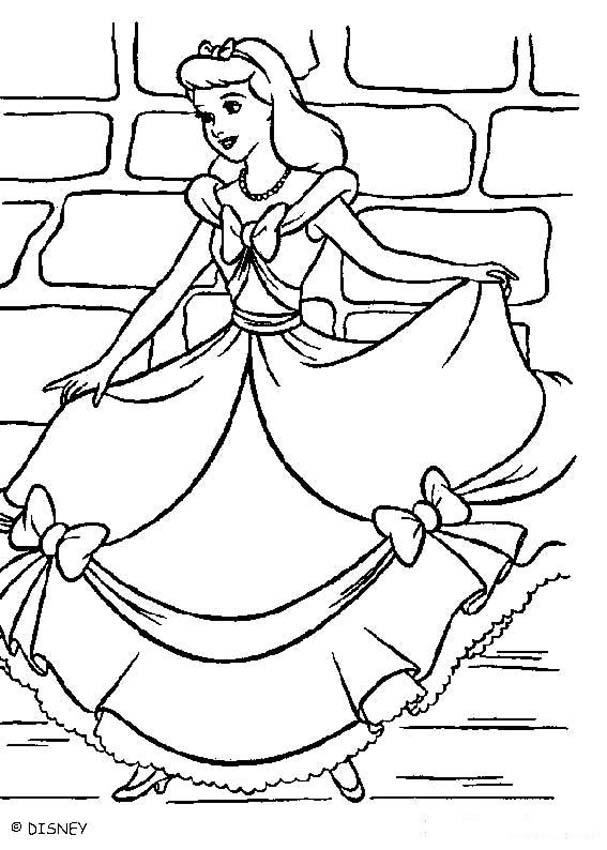Cinderella coloring book pages - Cinderella dreaming of dancing at ...