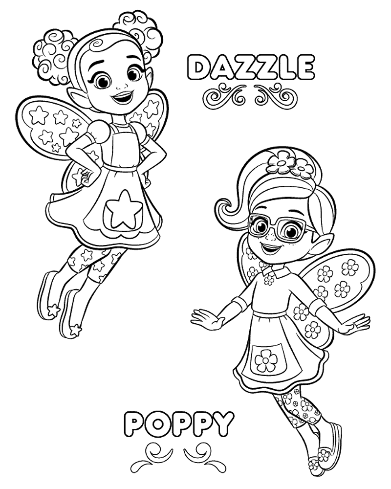 Dazzle and Poppy Coloring Page - Get Coloring Pages