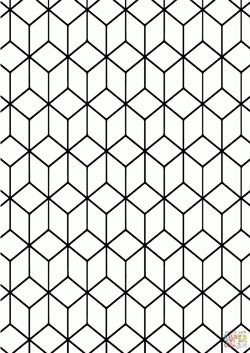 Geometric Tessellation With Rhombus Pattern Coloring Pages | Best ...
