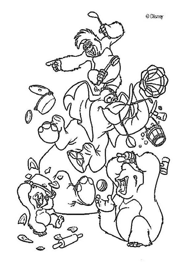 Tarzan coloring pages - Tarzan's Jungle Friends