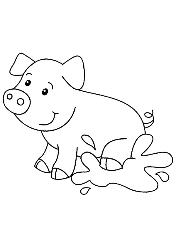 Pig in the mud Coloring Page - Funny Coloring Pages