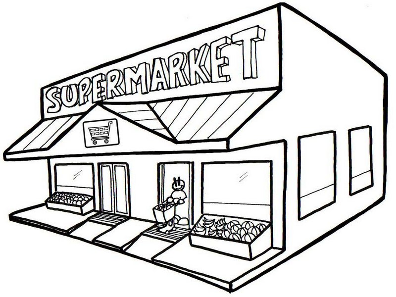Best Grocery Store Coloring Page in 2023 | Clipart black and white, Clip  art, Coloring pages