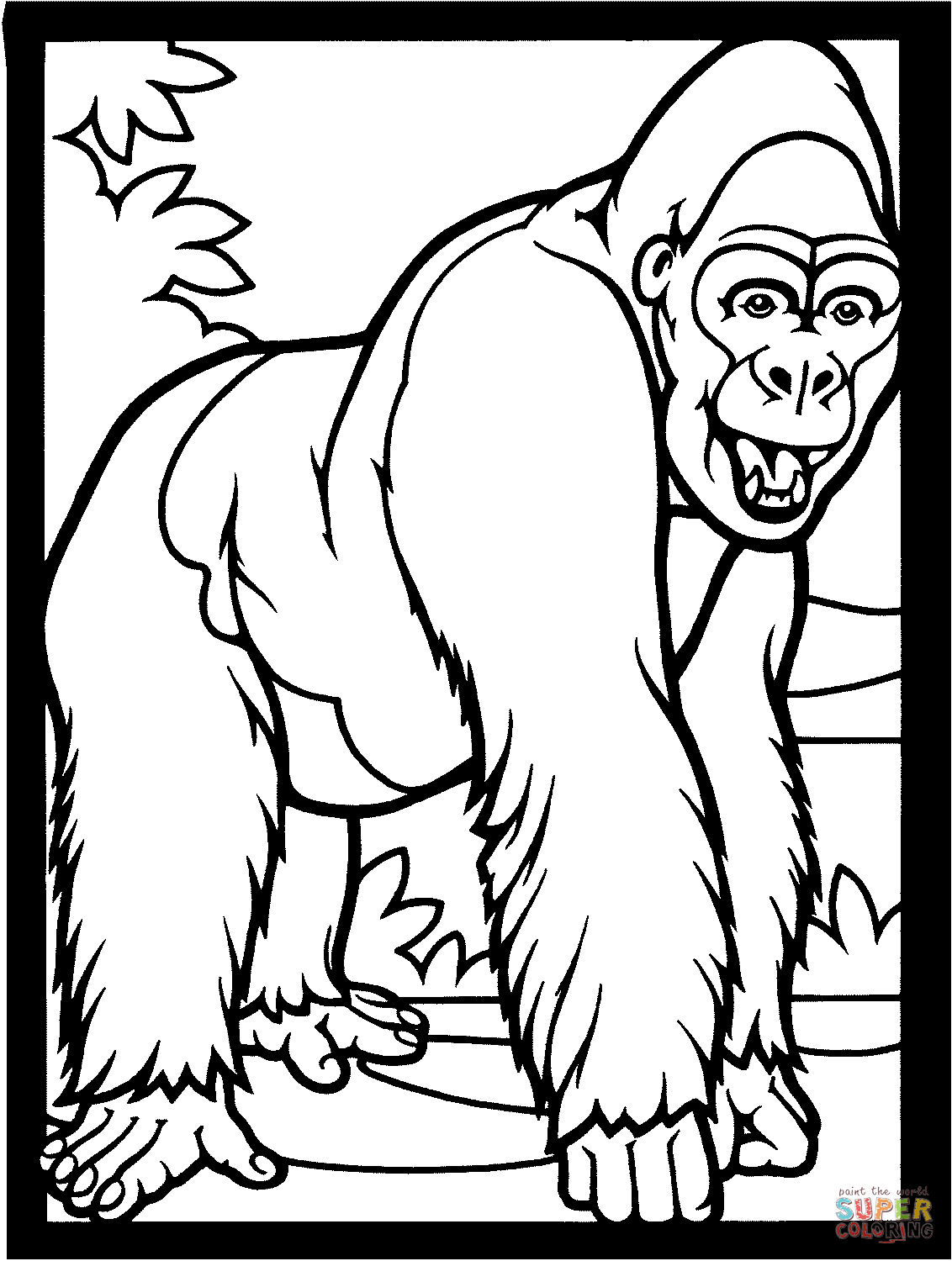 Gorilla Smiles coloring page | Free Printable Coloring Pages