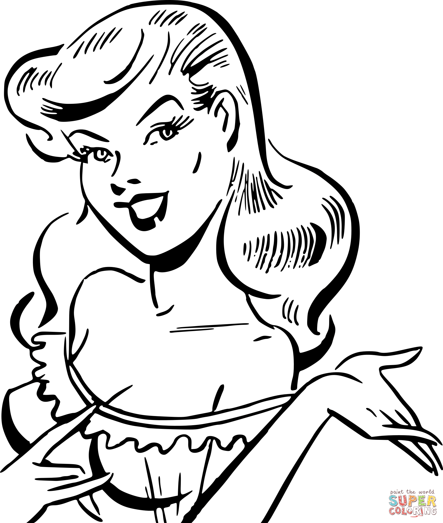 Vintage Farmers Daughter coloring page | Free Printable Coloring Pages