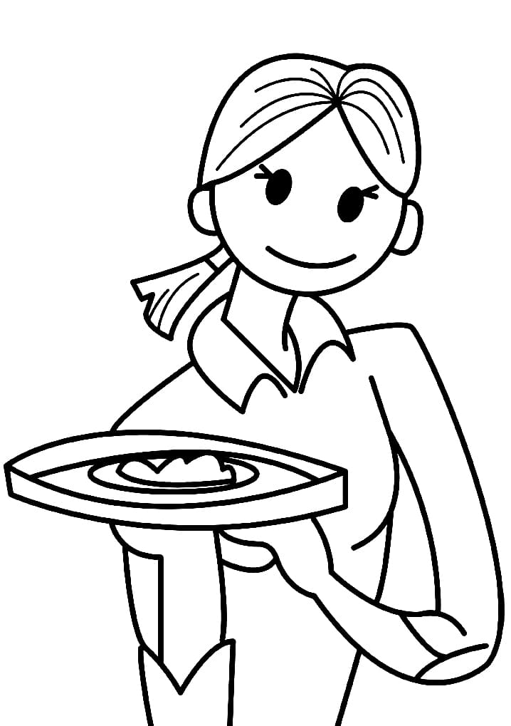 Waiter and Waitress Coloring Pages - Free Printable Coloring Pages for Kids