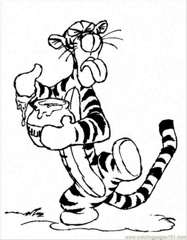 Coloring Pages Tigger Taste The Honey | Deliyazar.com