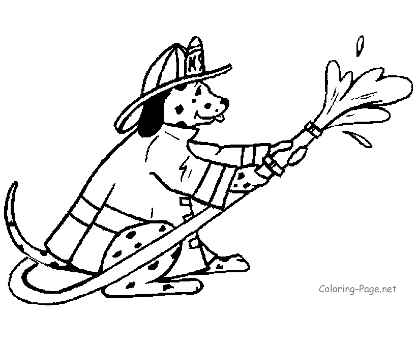 fireman dog Colouring Pages