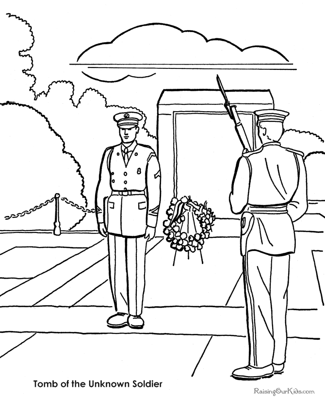 Veterans Day - Unknown Soldier picture to color