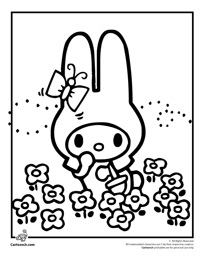 hello kitty coloring pages easter bunny page