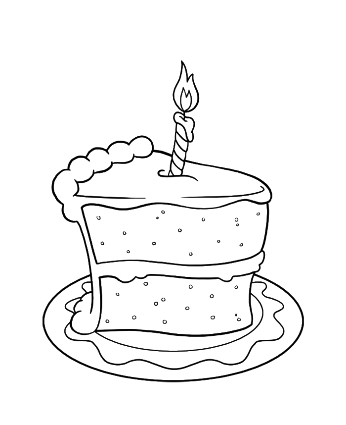 Slice Of Cake Birthday Coloring Pages - Cookie Coloring Pages 