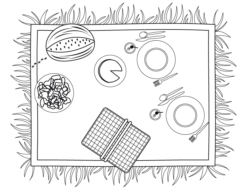Gallery For > Picnic Basket Coloring Page