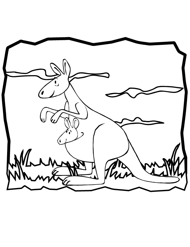 Kangaroo And Joey Coloring Page | Coloring