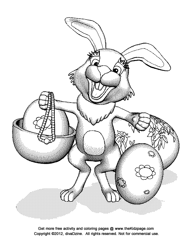 Cute Easter Bunny/Rabbit - Free Coloring Pages for Kids 