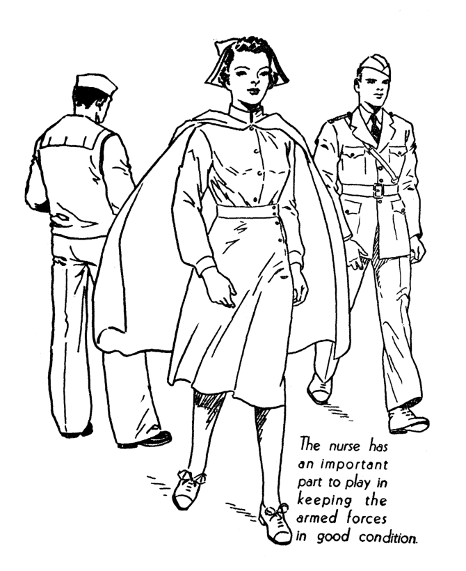 Armed Forces Day Coloring Pages | Navy nurse coloring page sheet 