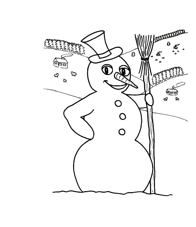 Smile Frosty The Snowman Coloring Pages - Winter Coloring Pages 