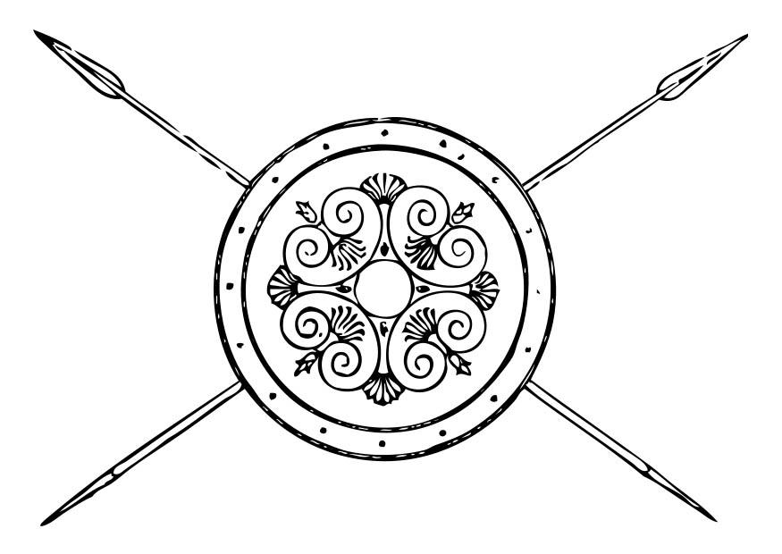 Coloring page Greek Spear and Shield - img 17351.