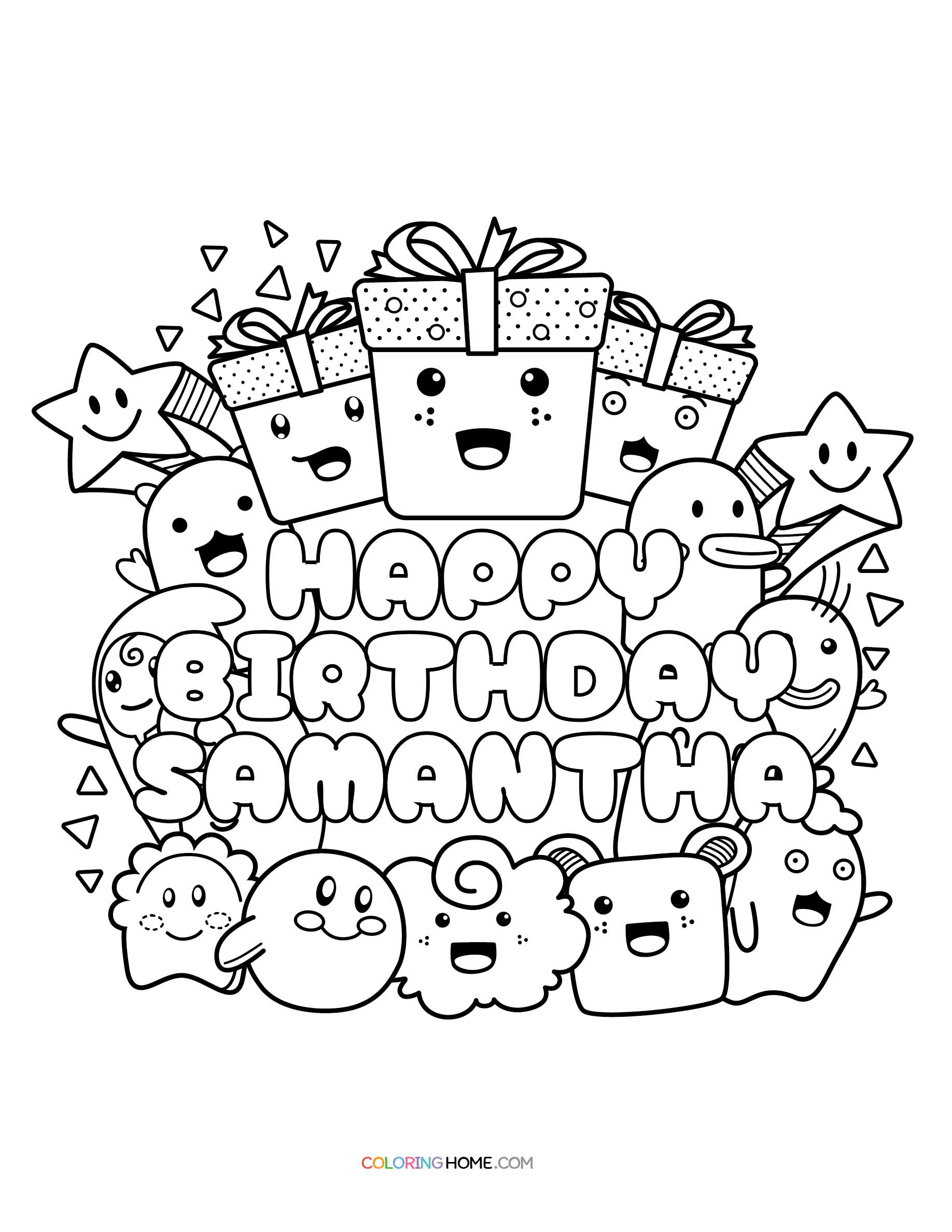 Happy Birthday Samantha coloring page