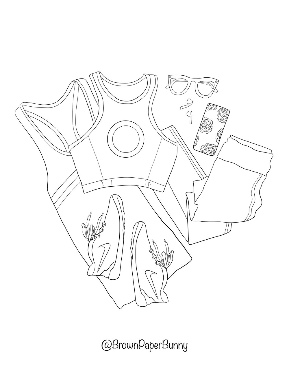 Free Coloring Pages: Fashion Flatlays — Brown Paper Bunny Studio