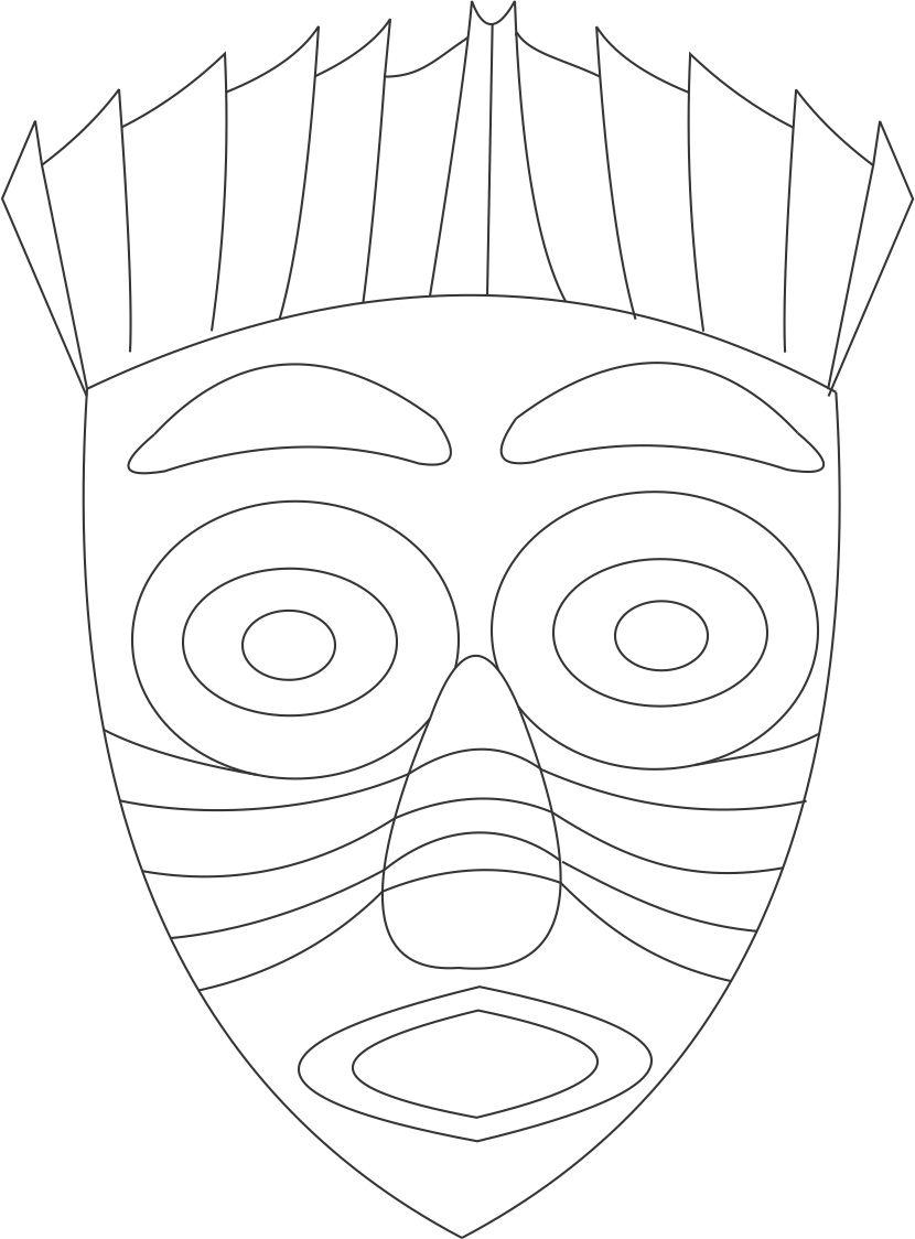 African Mask Coloring Page
