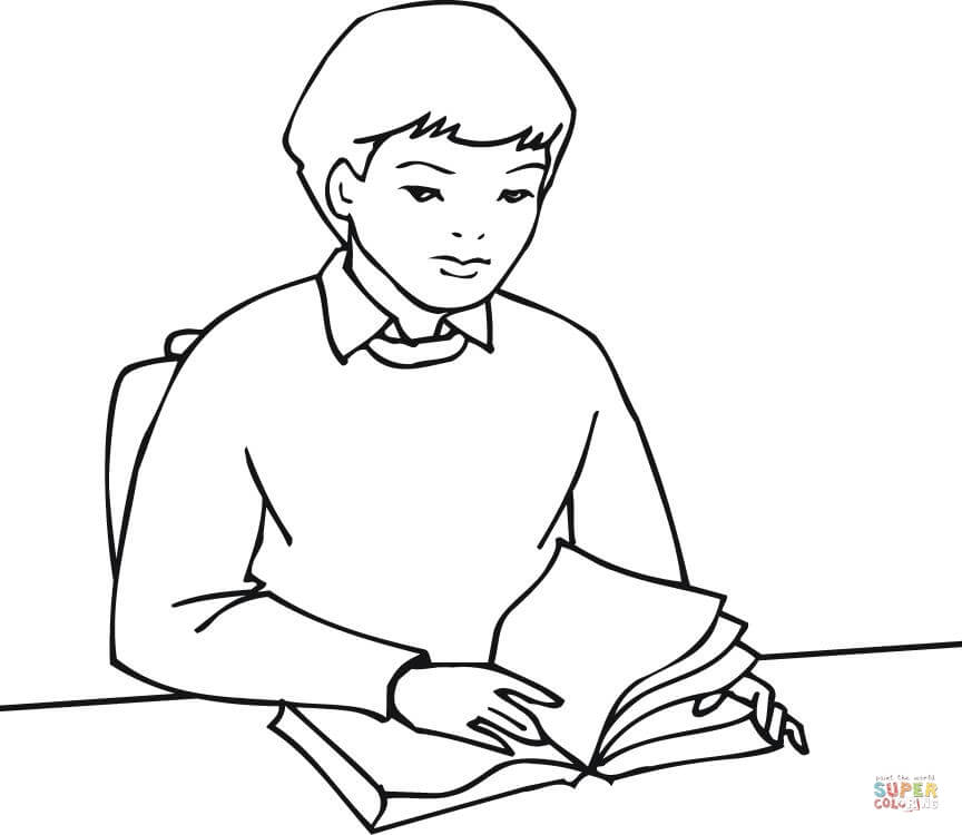 A Boy Holding a Measuring Triangle coloring page | Free Printable ...