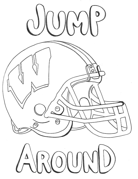 1 Page Badger Football Madison Wisconsin Coloring Pages. - Etsy