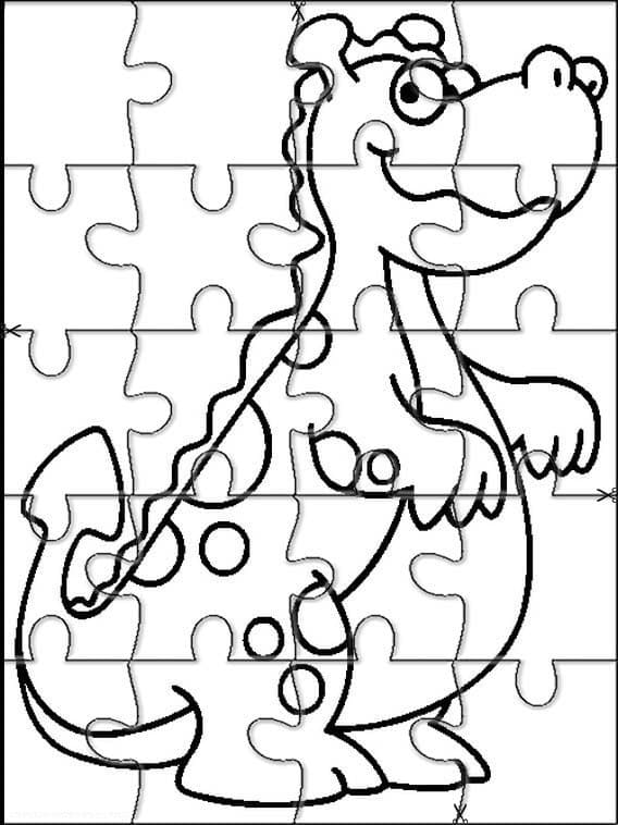 Dragon Jigsaw Puzzle Coloring Page - Free Printable Coloring Pages for Kids