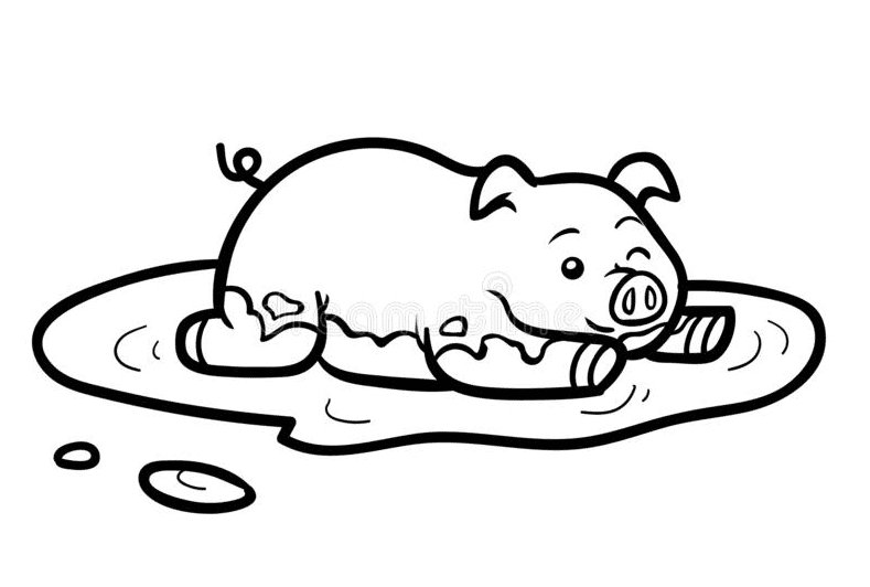Pig Rolling In Mud Coloring Pages - Pig Coloring Pages - Coloring Pages For  Kids And Adults