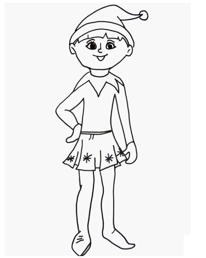 Coloring Book Smiling elf on the shelf printable and online