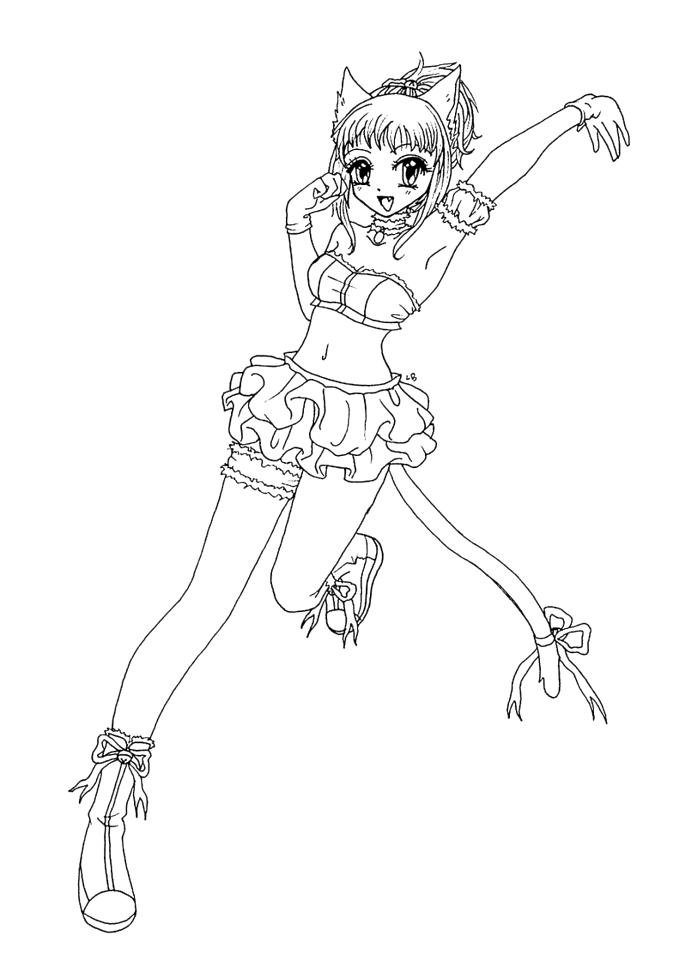 Free anime girl coloring page - Coloring pages