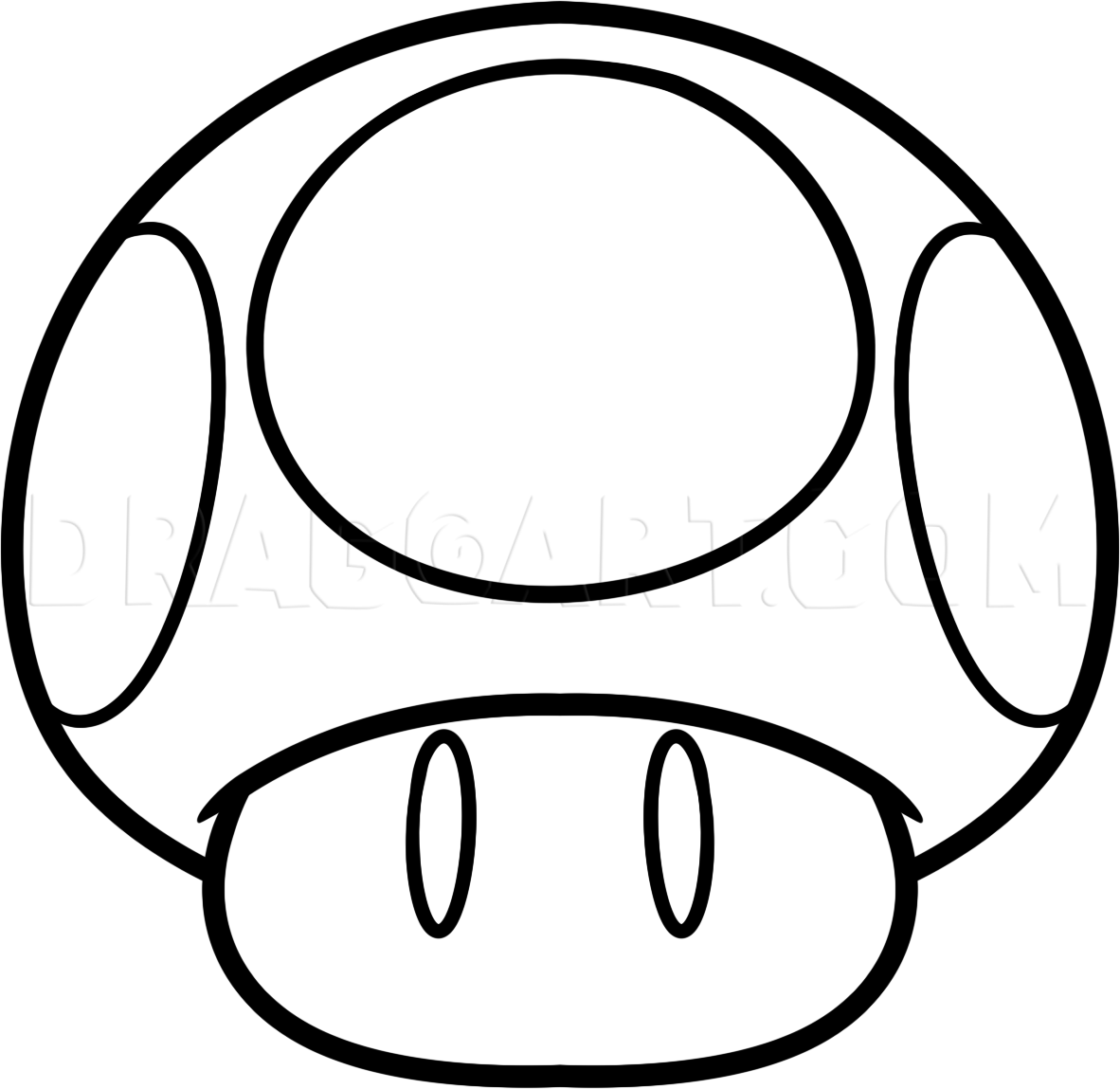 How to Draw the Mario Mushroom, Coloring Page, Trace Drawing