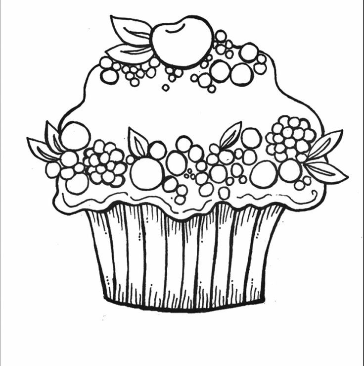 Cherry Berry Cupcake Coloring Pages | Food coloring | Pinterest ...
