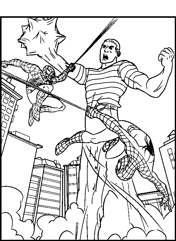 Against Spiderman Sandman coloring picture for kids