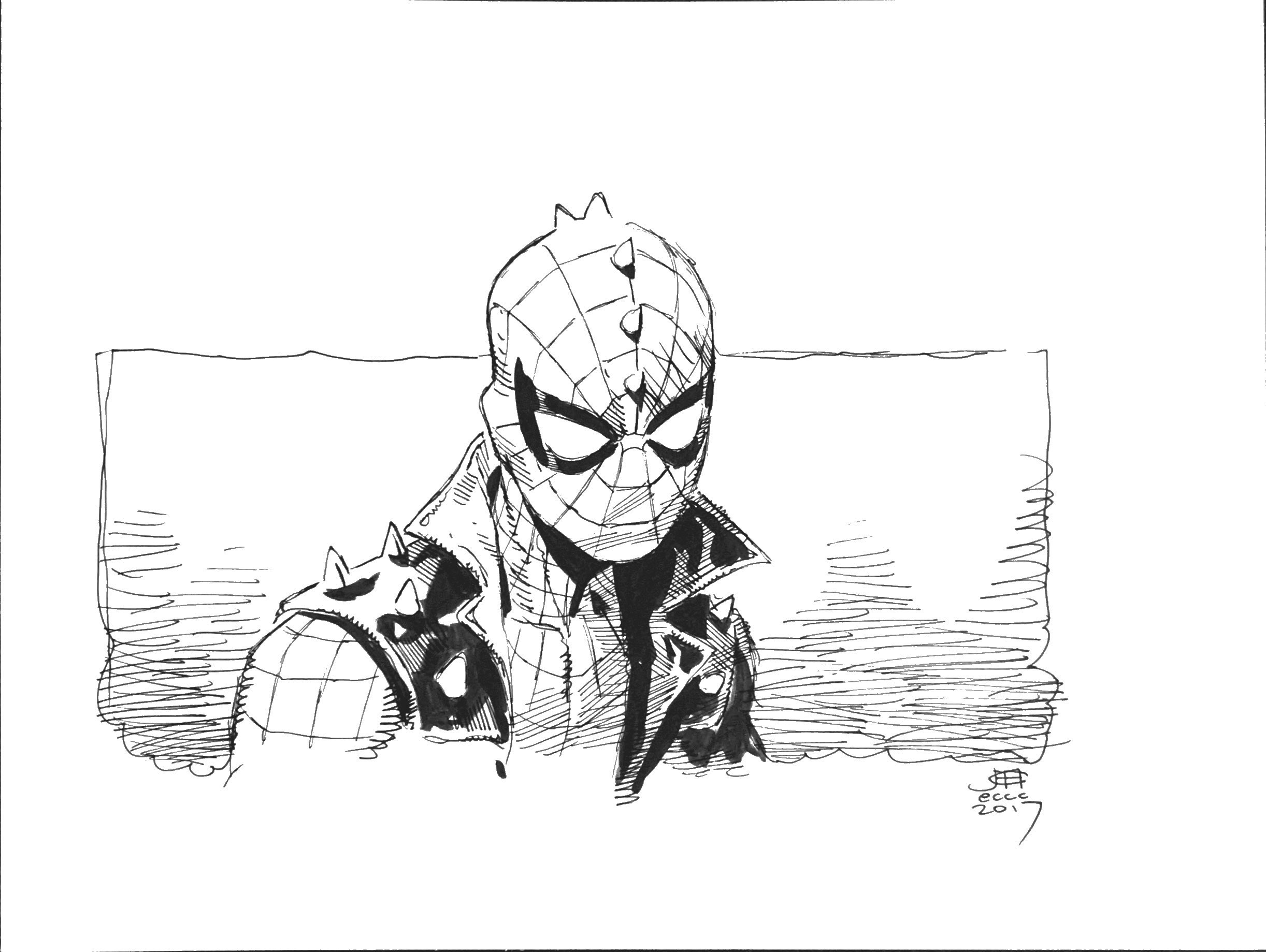 Spider-Punk, in Morgan Social's Convention Sketches Comic Art Gallery Room