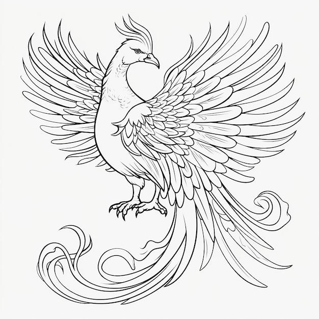 Premium Photo | Phoenix bird coloring pages