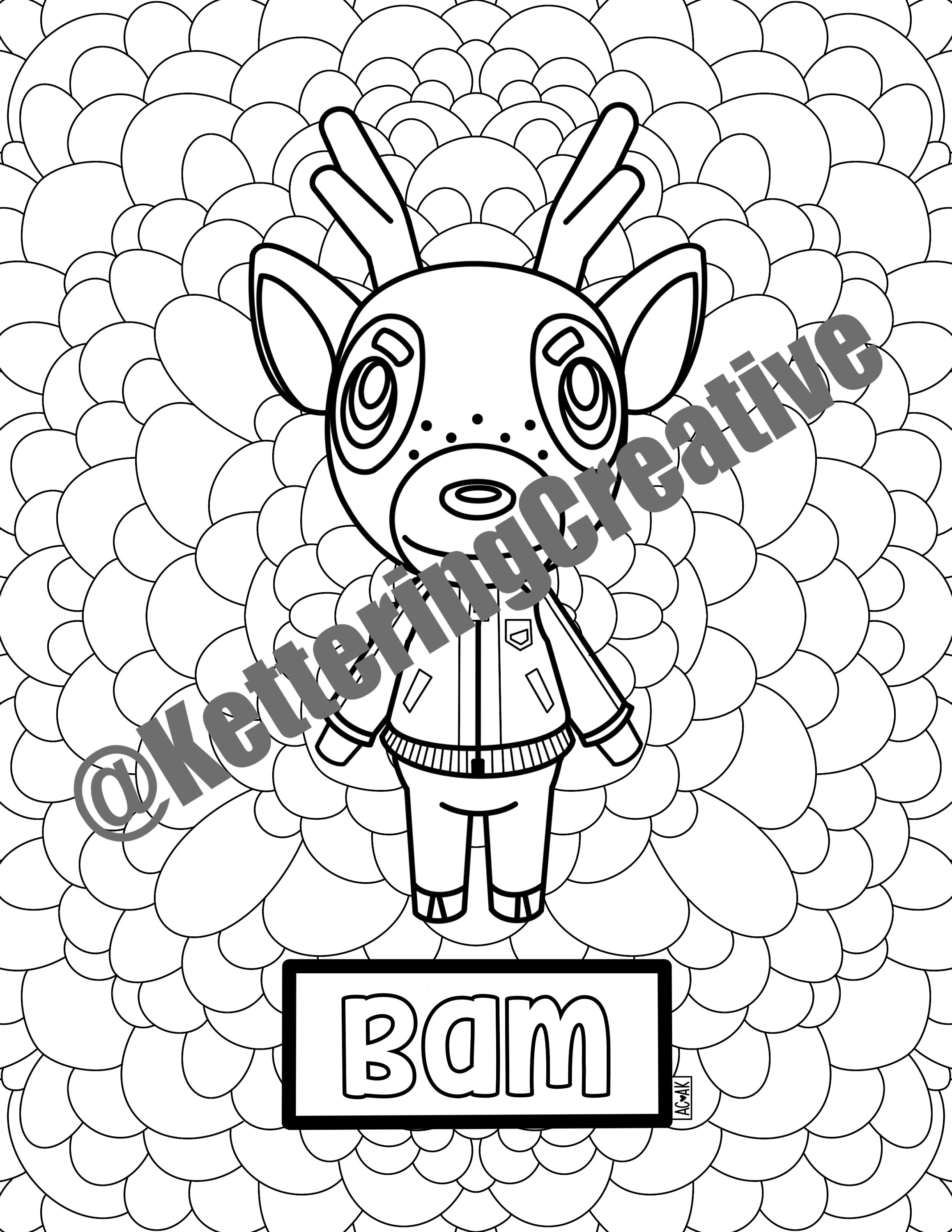 Bam Coloring Page-animal Crossing - Etsy