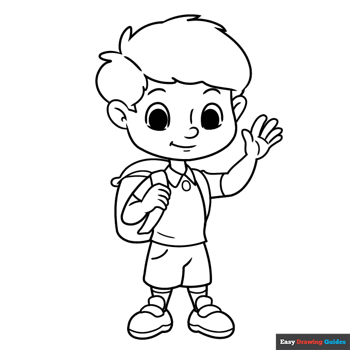 School Boy Coloring Page | Easy Drawing ...