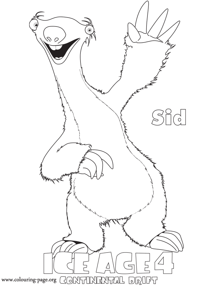 Ice Age - Sid - Continental Drift coloring page