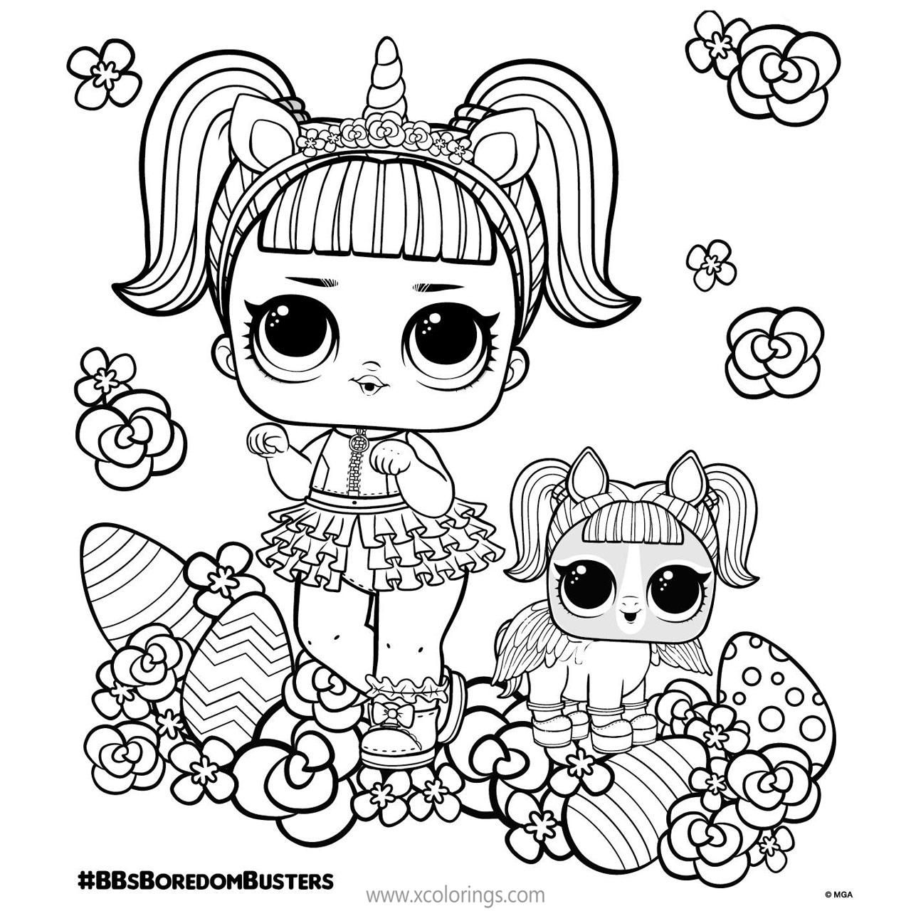 LOL Unicorn Coloring Pages Doll and Pet for Easter. | Unicorn coloring pages,  Cool coloring pages, Easter coloring pages