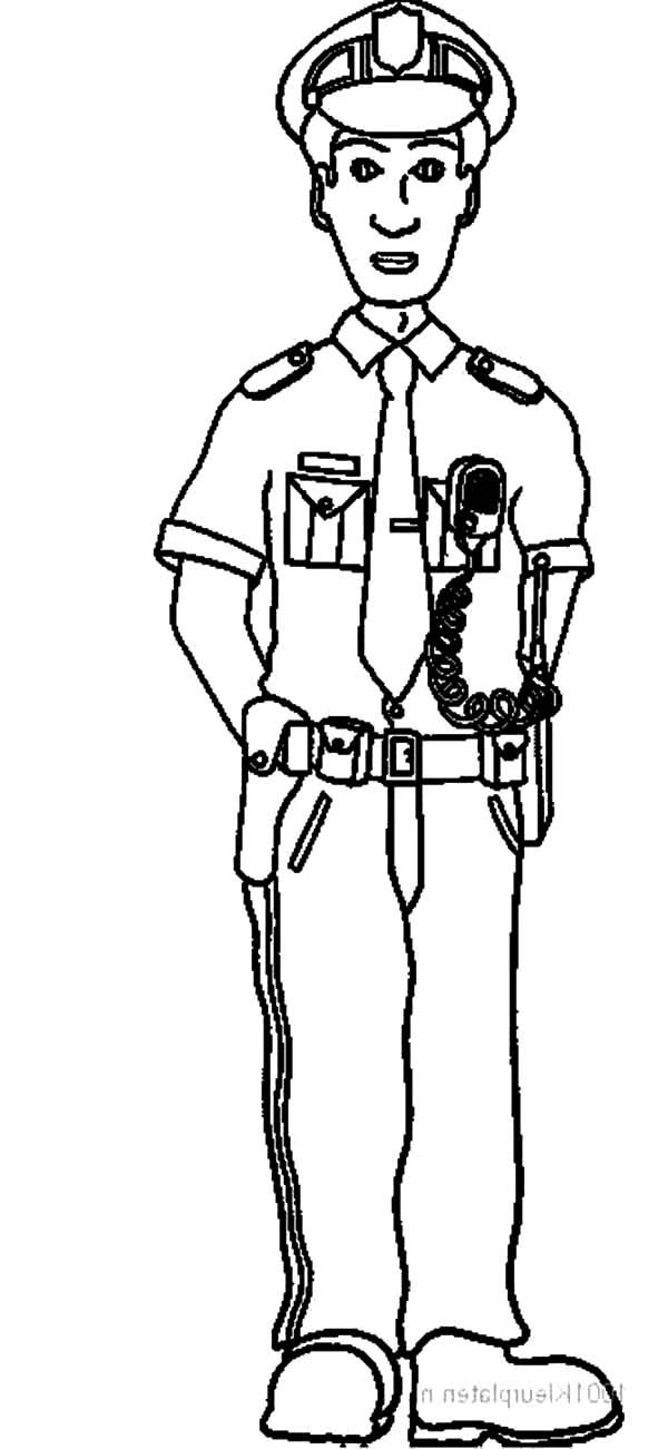 Police Officer on Jobs Coloring Pages : Batch Coloring
