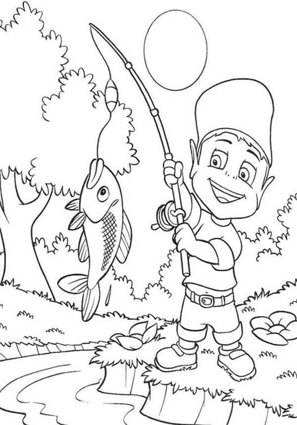 Adiboo Catch a Fish Coloring Pages : Batch Coloring