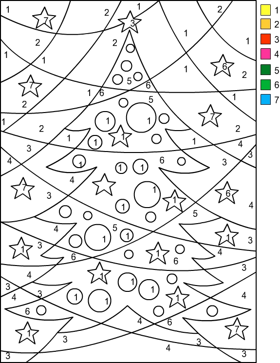 Christmas Color By Number Page Coloring Page