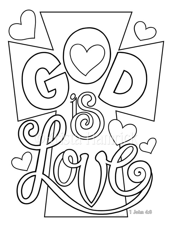 God is Love / Love One Another 2 coloring pages for children | Etsy
