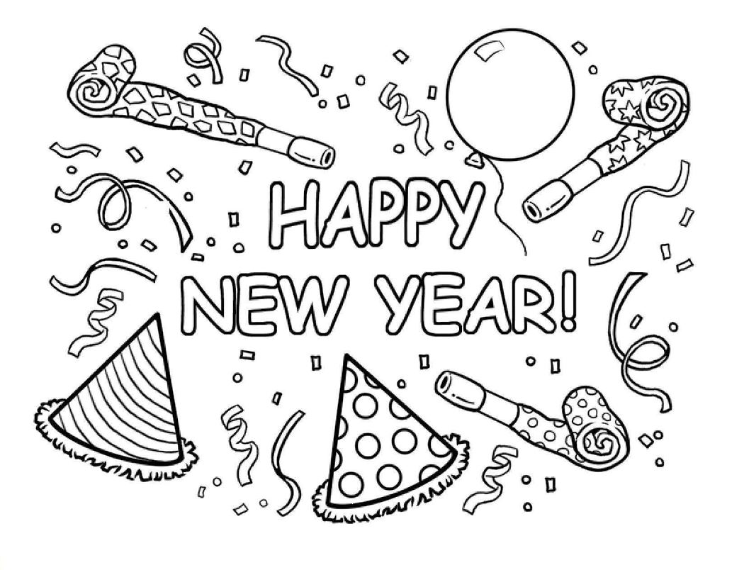 Free Printable Happy New Year Coloring Pages 2022