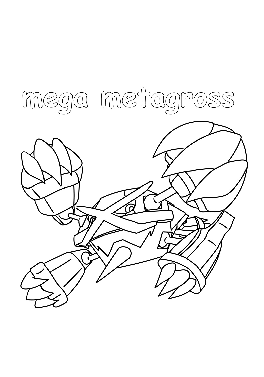 Mega Metagross Pokemon Coloring Page - Free Printable Coloring Pages for  Kids