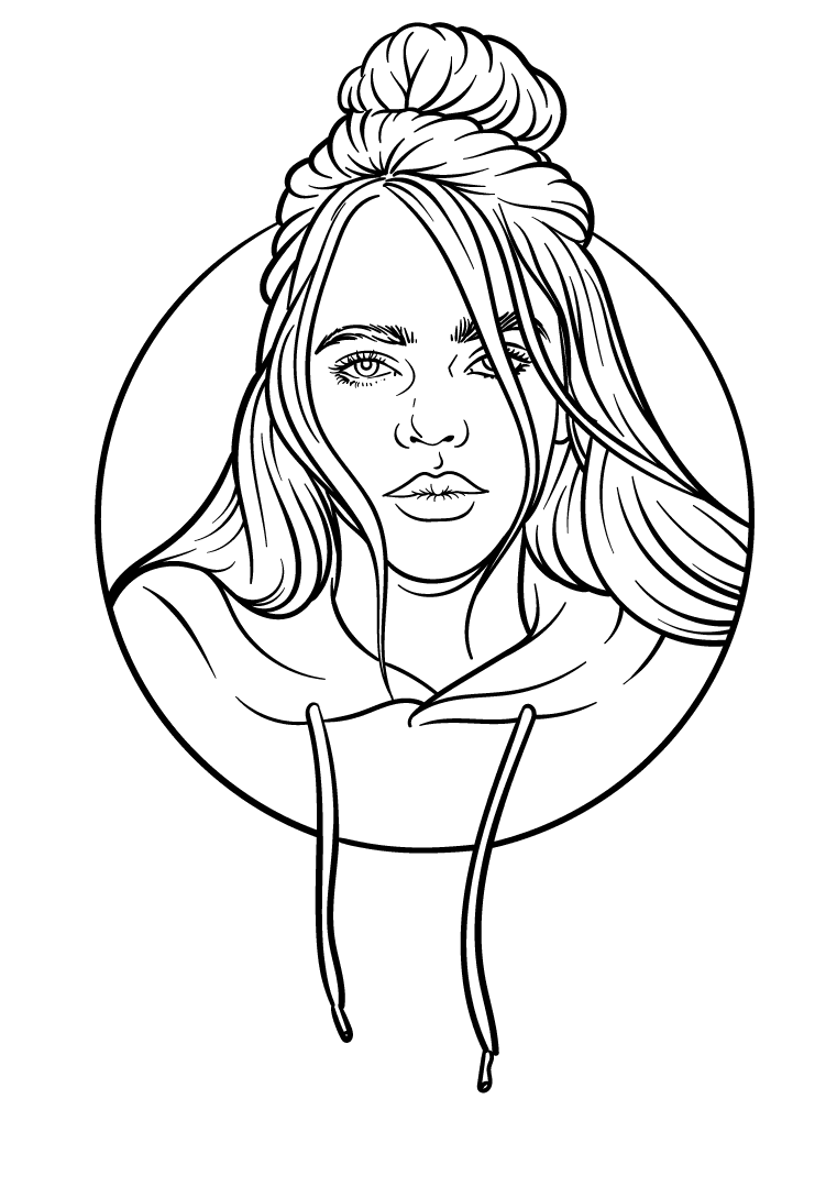 Musician Billie Eilish Coloring Pages - Billie Eilish Coloring Pages - Coloring  Pages For Kids And Adults