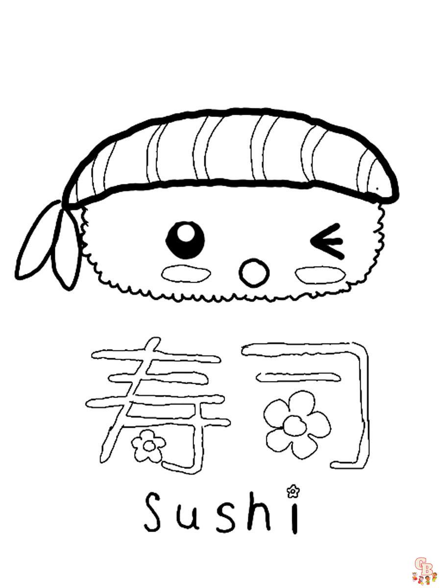 Sushi So Cute Coloring Pages - Free Printable and Easy to Color