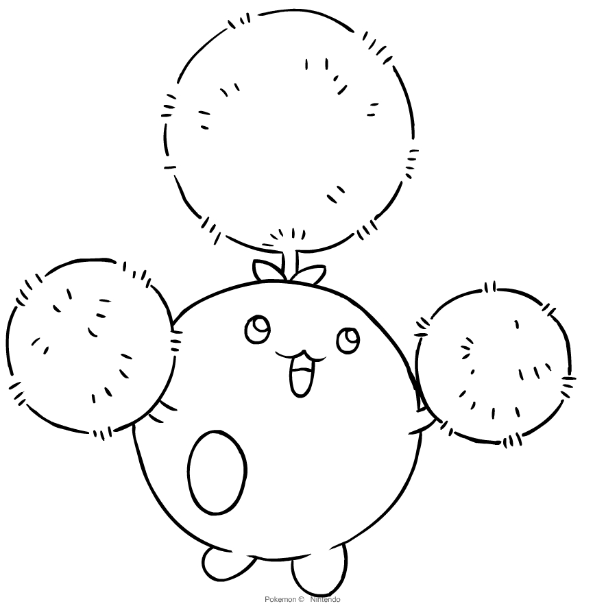 Jumpluff from the second generation of the Pokémon coloring page