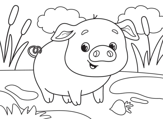 Happy Piggy coloring book to print and online