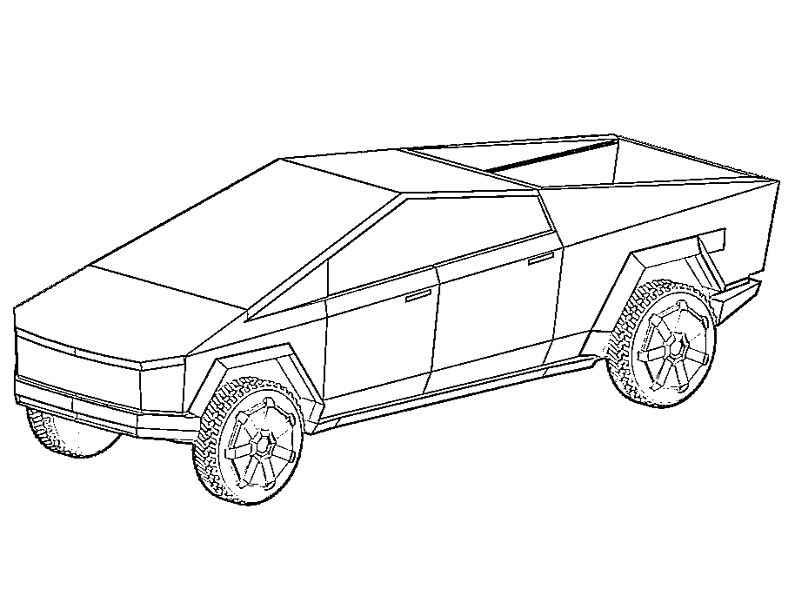 Tesla Cybertruck Coloring Page - Funny Coloring Pages