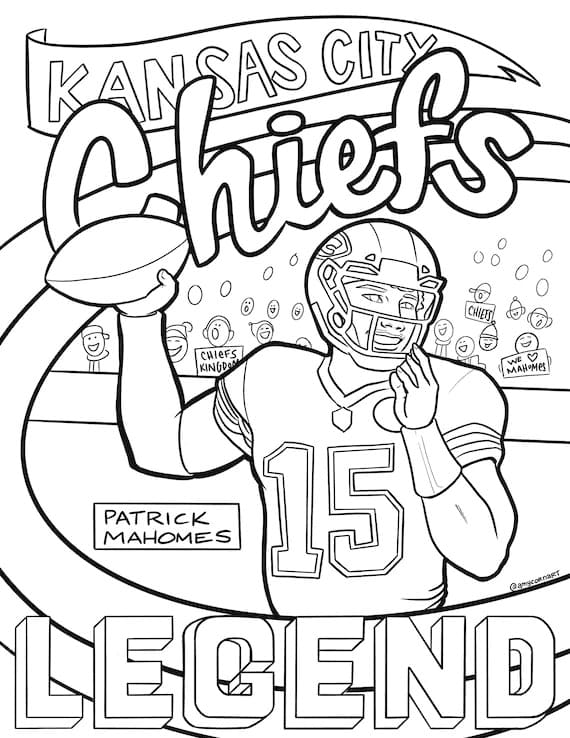 Kansas City Chiefs Mahomes Coloring Page - Free Printable Coloring Pages  for Kids